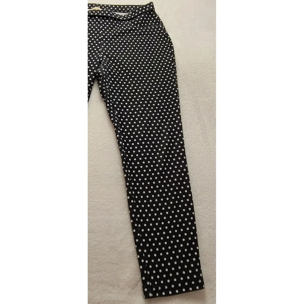 Michael‎ Kors Navy White Polka Dot Pull On Leggings Pants Women's Large Casual